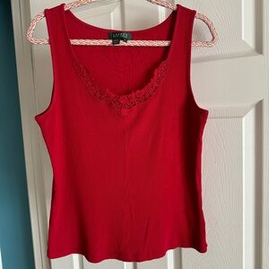 Lauren Ralph Lauren XL Red Ribbed Cotton Tank